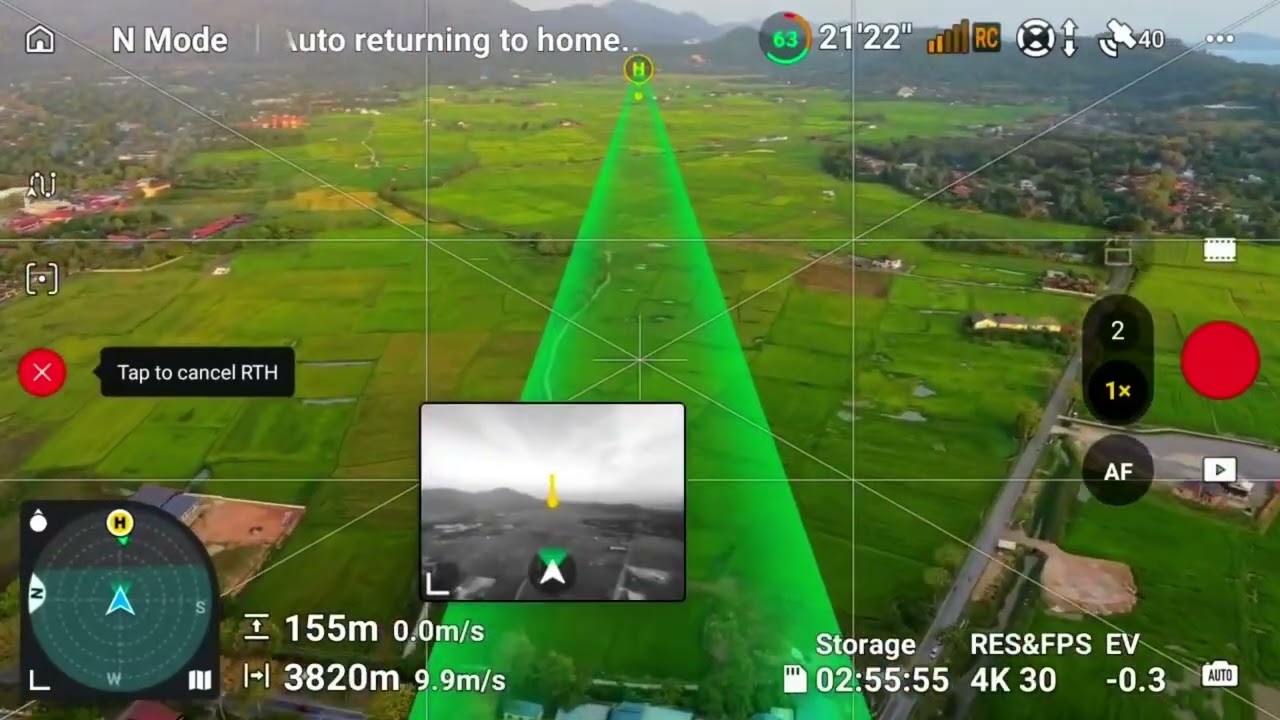 mini 5 pro distance test 10km pergi balik, fmc plus bateri 50% only, kaw sedikit gangguan tranmisi