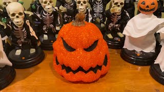 Seasons 2013 Lighted Melted Plastic Popcorn Evil Pumpkin (THRIFT STORE FIND)