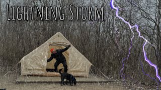 LIGHTNING STORM | Rain Camping in an Inflatable Cabin