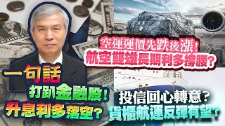 空運運價先跌後漲！航空雙雄長期利多撐腰？一句話打趴金融股！升息利多落空？投信回心轉意？貨櫃航運反彈有望？2022/04/19【老王不只三分鐘】