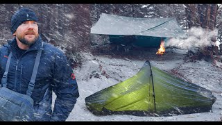 Direct Hit  Snow and Ice Camping in the Mountains of NC  Winter Storm Warning