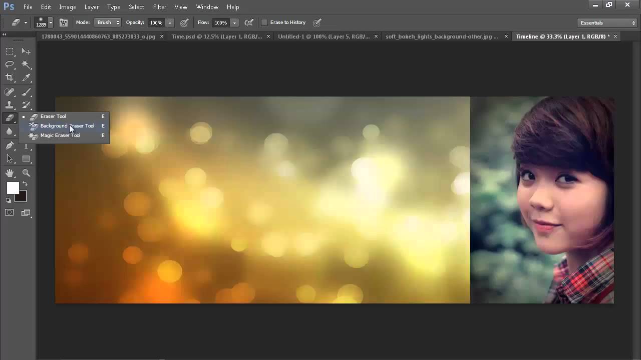 Tạo cover Facebook với Eraser Background & blend màu trong Photoshop -  YouTube