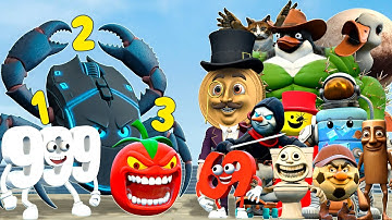 NEW RELEASE 999 SAHUR CLICKERINO CRABO PSYCO TOMATO vs ITALIAN BRAINROT FAMILY in Garry