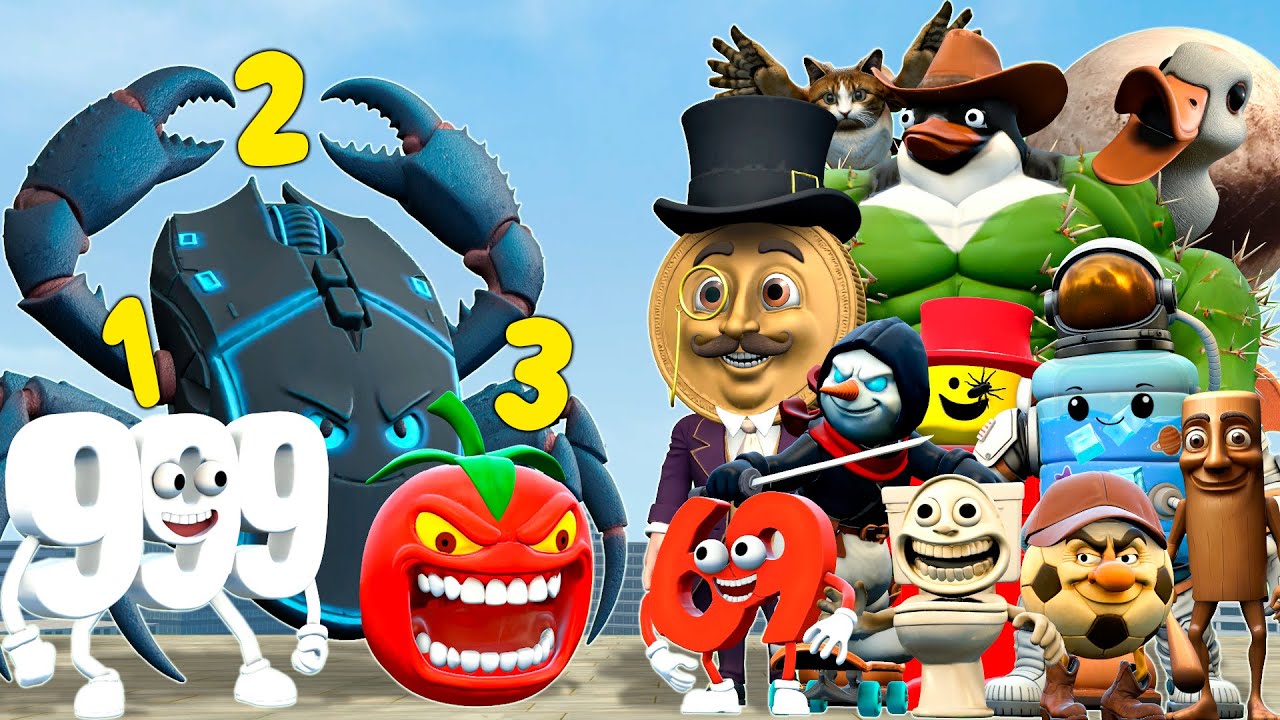 NEW RELEASE 999 SAHUR CLICKERINO CRABO PSYCO TOMATO vs ITALIAN BRAINROT FAMILY in Garry's Mod!