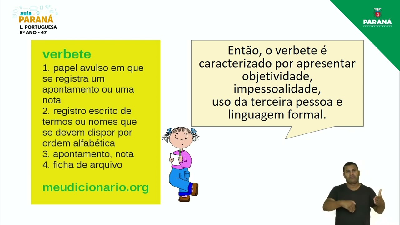 2022 | Resumo da Aula | 8º Ano | Língua Portuguesa | Aula 47 - Verbete ...