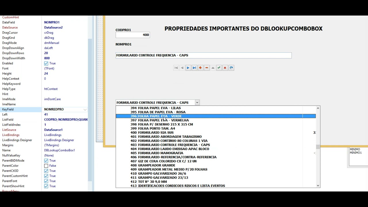 PROPRIEDADES IMPORTANTES DO DBLOOKUPCOMBOBOX - DELPHI 10.3 - YouTube