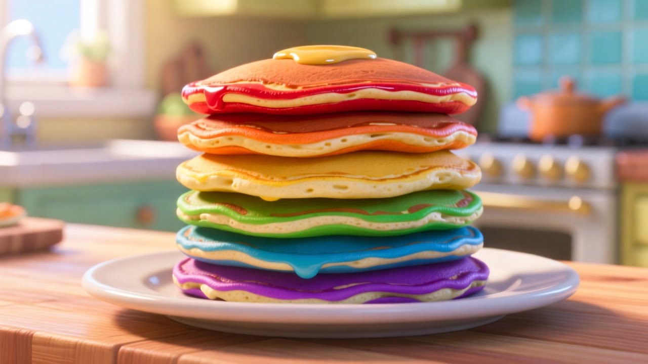 Rainbow Pancake Morning 🥞🌈 | Fun Kids Song & Preschool Learning Video