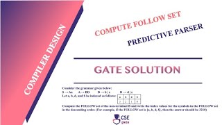 Compute Follow Set | Predictive Parser | Compiler Design | Gate cse