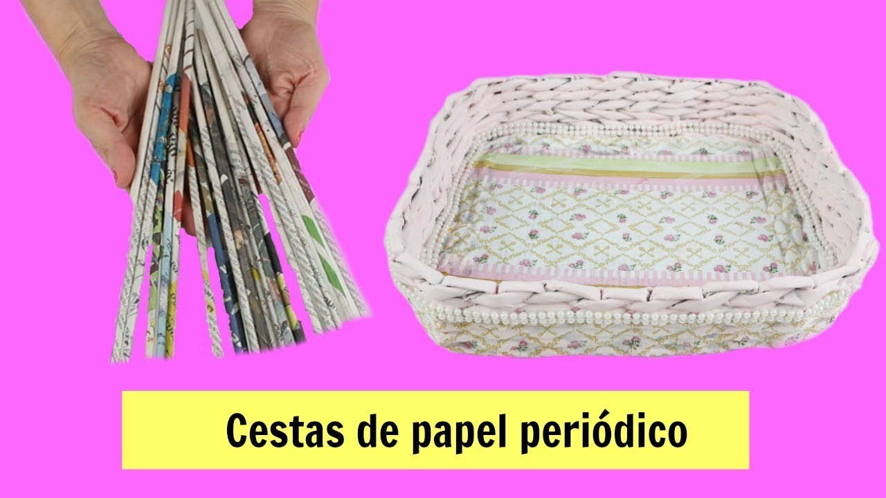 DIY: Cestas de papel periódico. Newspaper baskets - YouTube