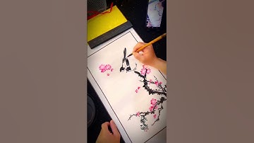 Cách vẽ tranh thuỷ mặc hoa đào đẹp #thuphapminhtriet #thưpháp #calligraphy