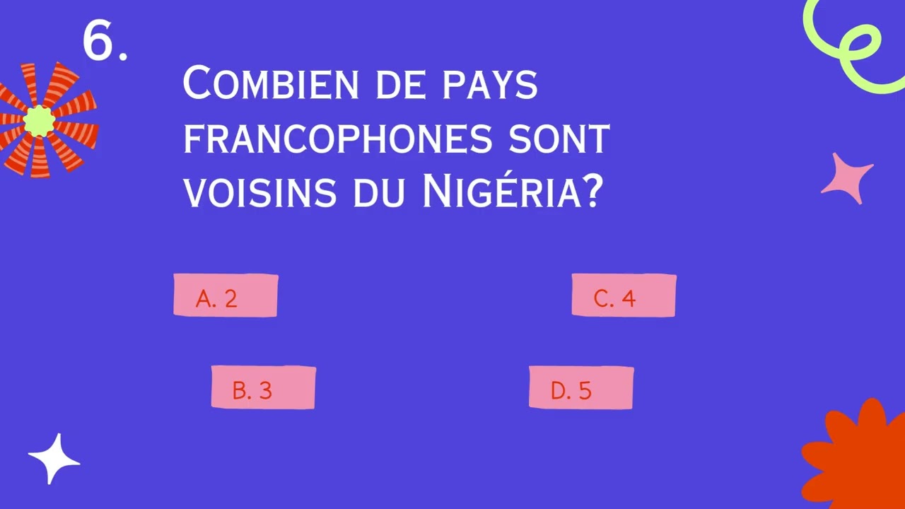 Quiz on Nigeria and Its Neighbouring Countries (Capitals & Languages in French)FLENNY