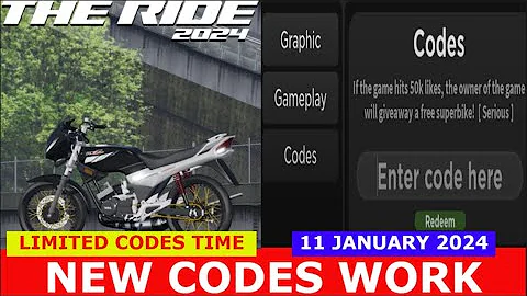 *NEW CODES WORK* The Ride ROBLOX | LIMITED CODES TIME | JANUARY 11, 2024