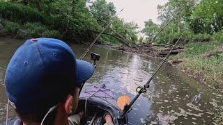 Night Fishing For CREEK GIANTS!! (Kayak Fishing)