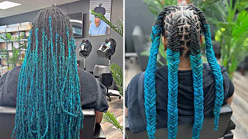 Blue Fishtail Braids On Locs With 3 Variations | Hair By Relle