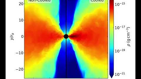 Density structure around supermassive black hole from simulation with and without radiative cooling