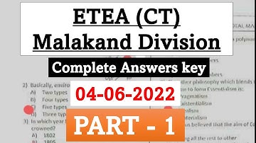 Today ETEA CT Test Malakand Division Test 04-06-2022 Part-1 | Etea Ct Etea Malakand div 04-06-2022