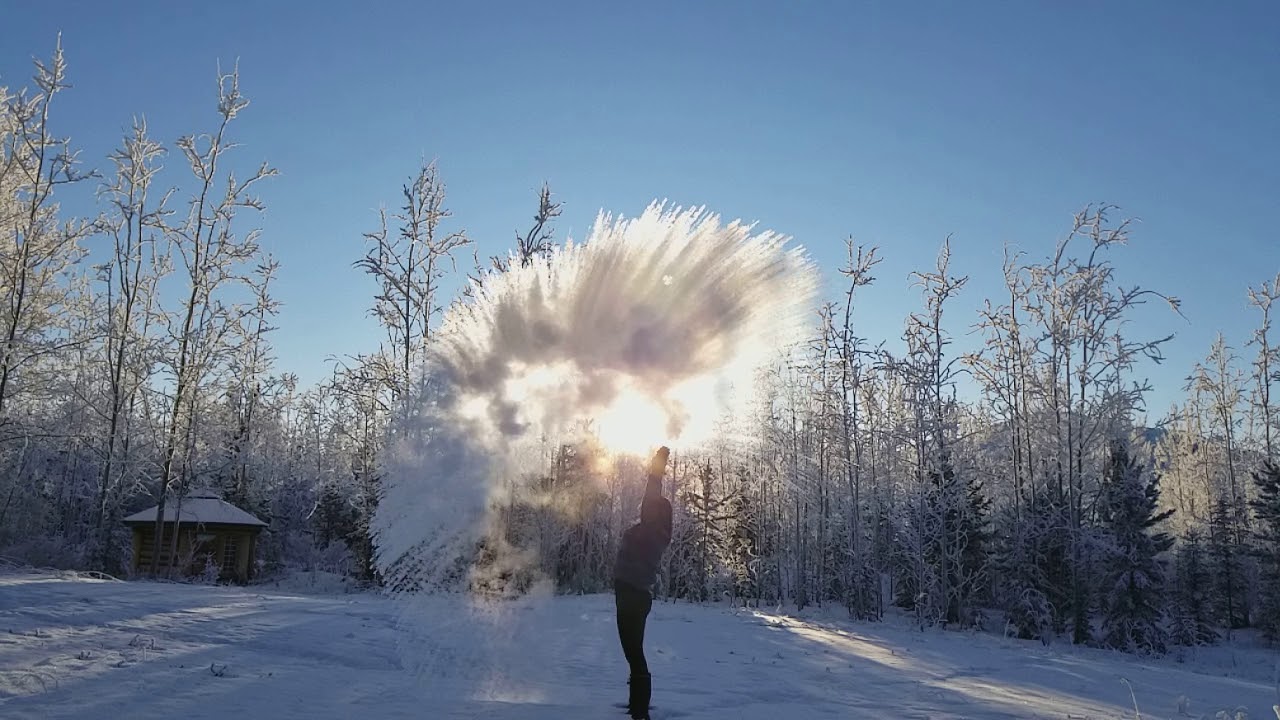 Throwing boiling water in freezing temperatures YouTube