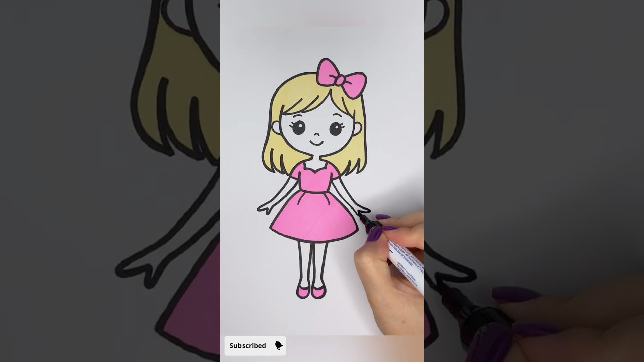 how to draw a pink dress Cmo DIBUJAR un vestido rosa para nios