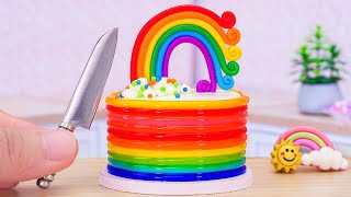 Rainbow Jelly Cake🌈Colorful Miniature Rainbow Fruits Jelly Cake Decorating | Recipe by Mini Bakery