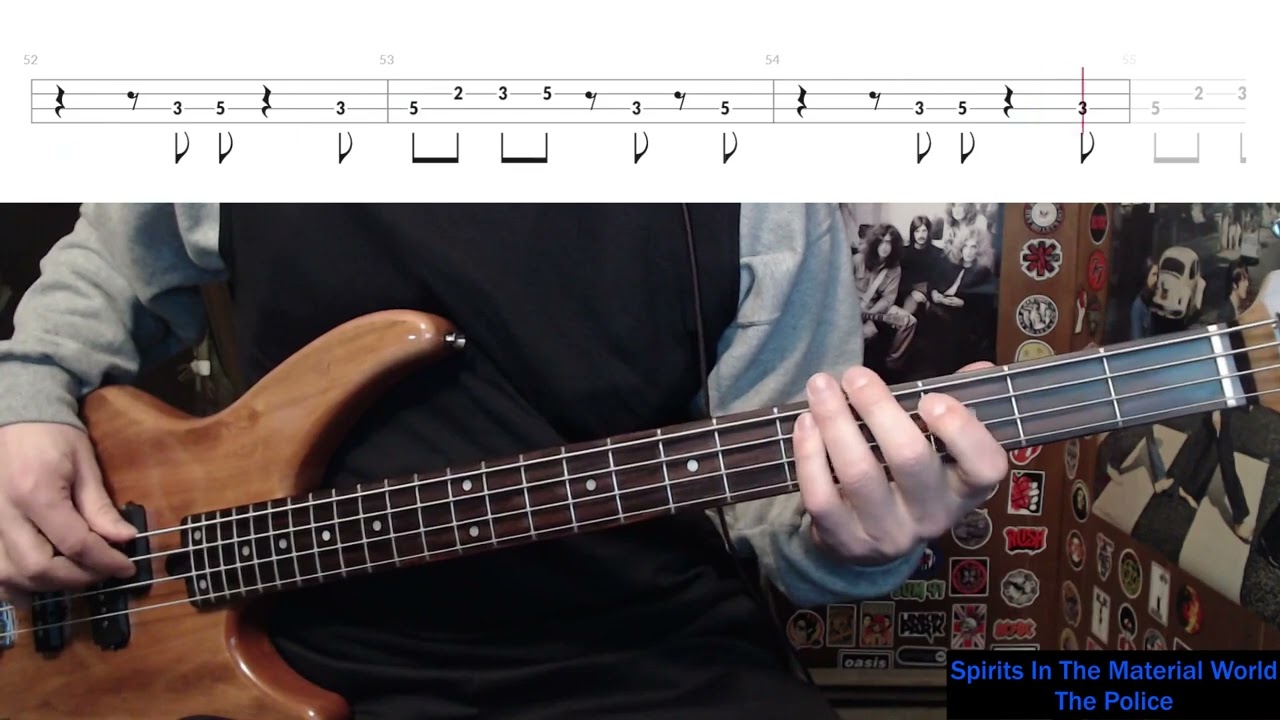 Spirits In The Material World by The Police - Bass Cover with Tabs Play-Along