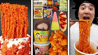 ASMR MUKBANG FIRE Noodle & HOT DOG & CHEESE PIZZA & Tteokbokki EATING SOUND ! (BULDAK)