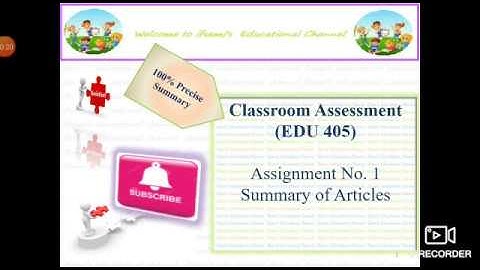 Complete solution of EDU405 Classroom Assessment |Assignment 1||Spring 2020