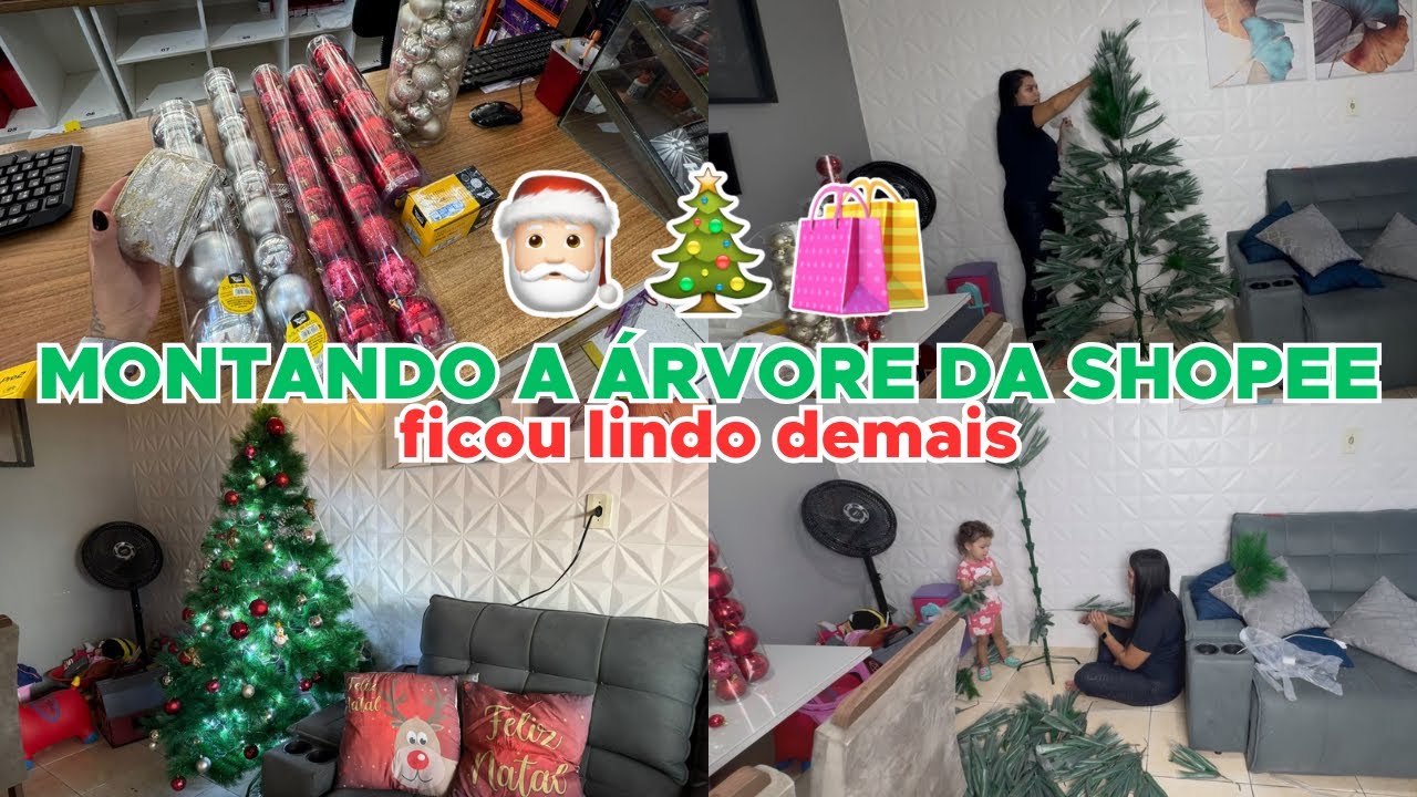 MONTEI ÁRVORE DE NATAL DA SHOPEE DECORAÇÃO DE NATAL 🎄