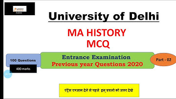 Entrance Exam Delhi University| M.A. History| Previous year Questions | #DU_Entrance_Exam|  Part-2