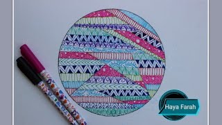 تعلم رسم ماندالا بأقلام الحبر الملونة Learn to draw mandala with colored pens