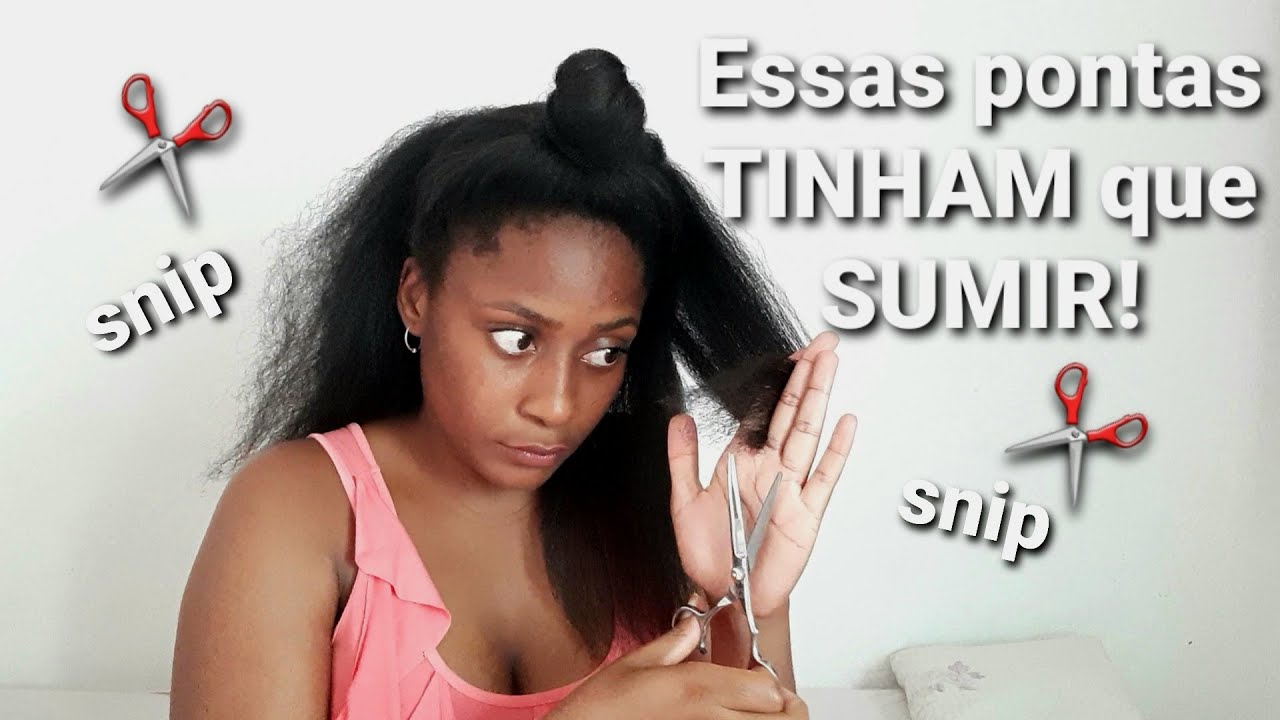 Como CORTAR PONTAS de CABELO CRESPO 4b/4c EM CASA | Me livrando dos nós de fada