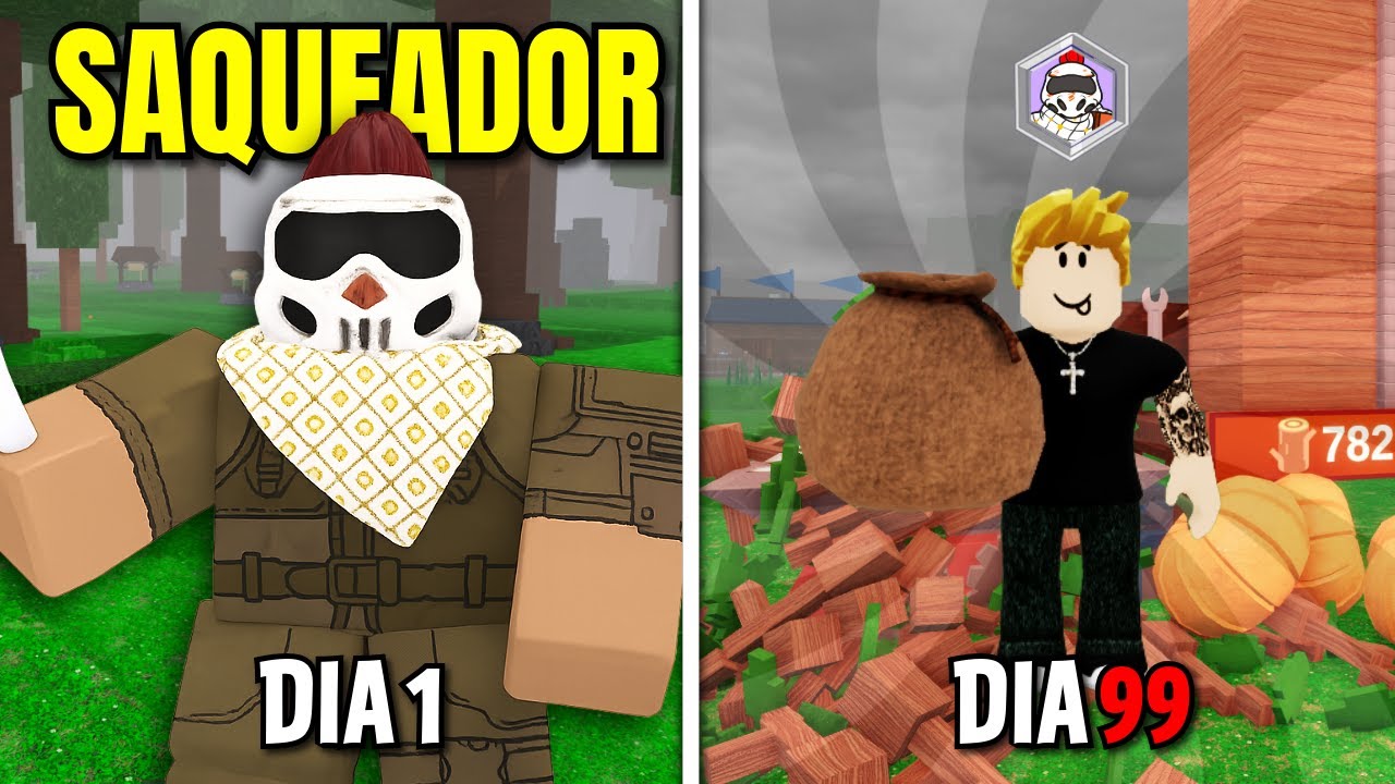 SOBREVIVI 100 DIAS COMO SAQUEADOR NO 99 NOITES NA FLORESTA!