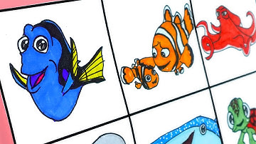 Finding Dory Movie | Drawing Dory Nemo Marlin Hank Bailey Destiny
