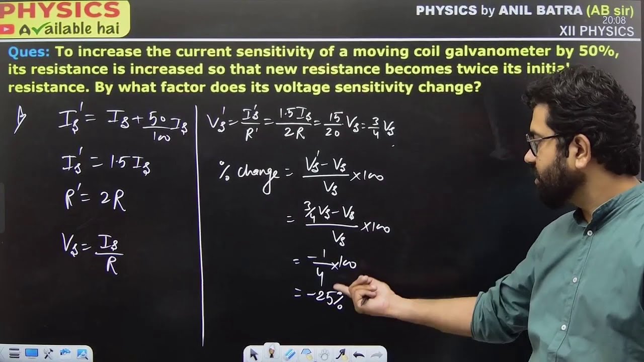To increase the current sensitivity of a moving coil galvanometer by 50%, its resistance is inc
