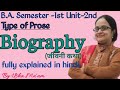 Ba sem1st types of prose biography by usha mam