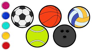 Soccer Ball and More Sports Ball Drawing, Painting, Coloring for Kids | Easy Drawing Tips