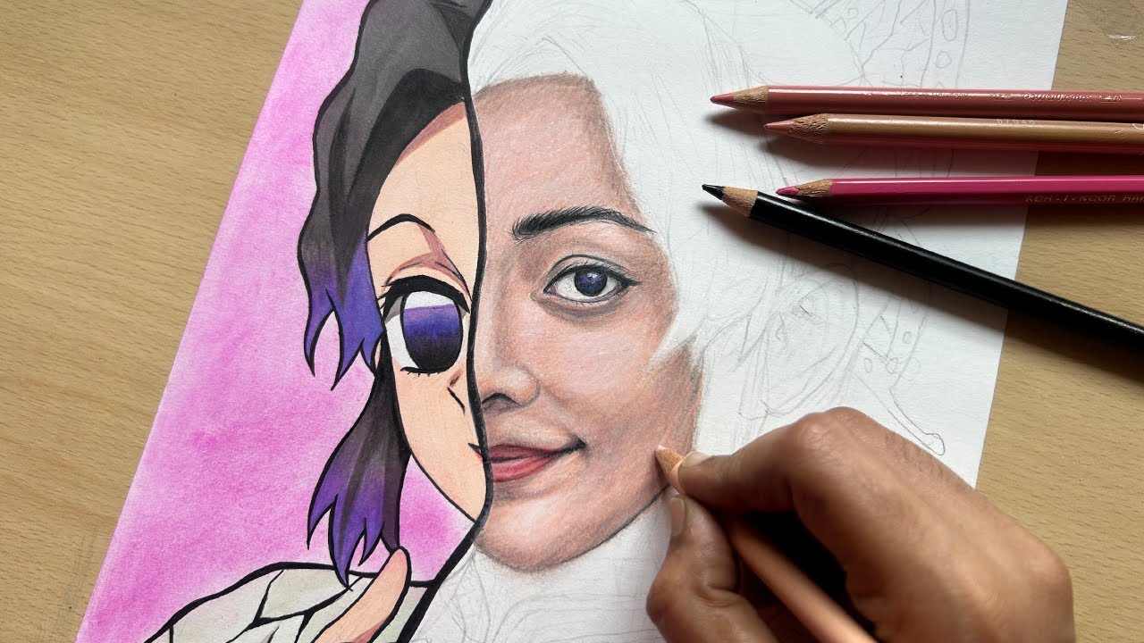 Drawing Shinobu Kocho (ANIME VS REALISM) Demon Slayer | Kimetsu No Yaiba