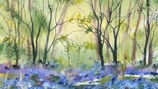 Paint A Loose Watercolor BLUEBELL WOOD, Beginners Watercolour Landscape PAINTING DEMO Tutorial