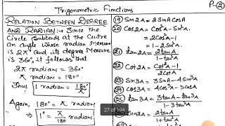 Trigonometric Function Handwritten Notes | 11th Maths Handwritten Notes