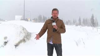 Snowy, rainy Monday on MacDonald Pass