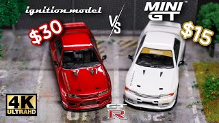 Ignition Model vs Mini GT 1:64 - Top Secret Nissan Skyline GT-R VR32 l Cinema Shot 4K