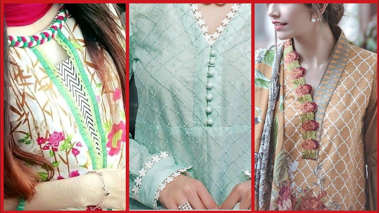 Simple stylish neckline designs & embroidered neck designs 2020ll