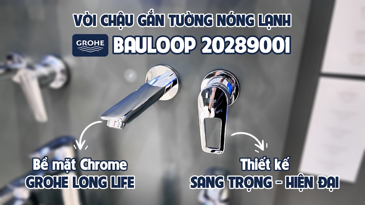 Vòi chậu gắn tường nóng lạnh 2 lỗ BauLoop GROHE 20289001