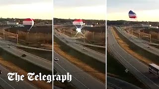 video: Watch: Sparks fly as hot air balloon crashes into power line in Minnesota