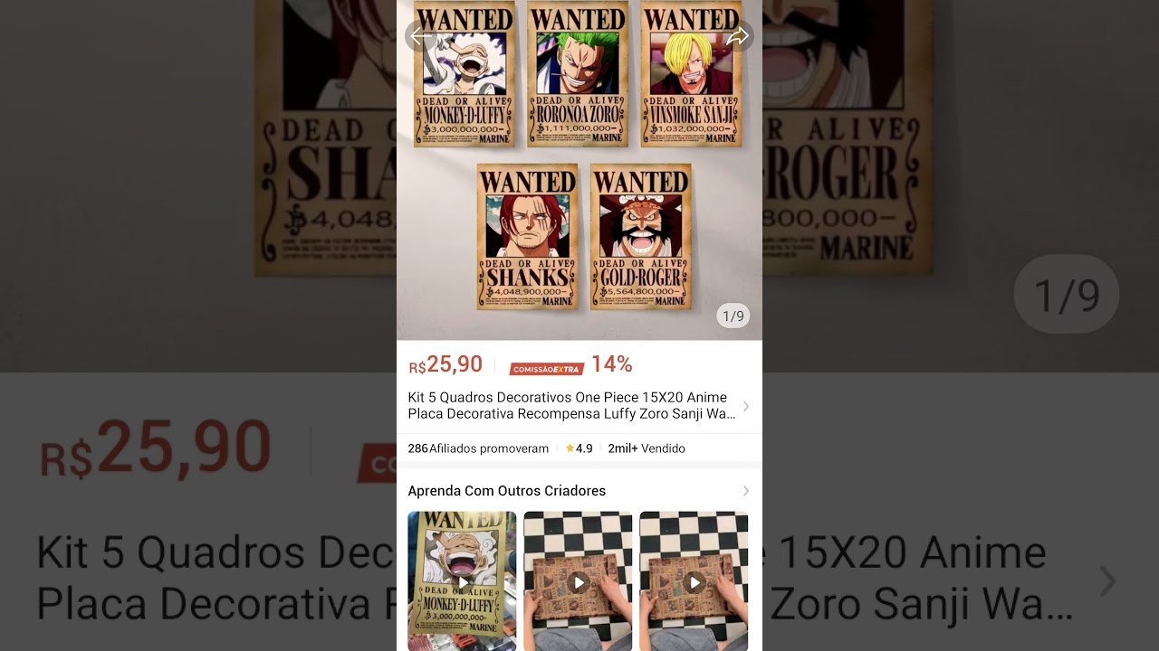 Kit 5 quadros decorativos one piece #onepiece - YouTube