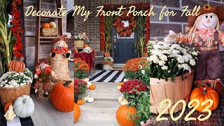 NEW🍁🍂DECORATE MY FRONT PORCH FOR FALL 2023🍂🍁TRADITIONAL FALL DECOR🍊