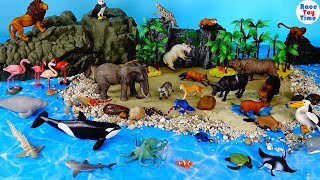 Fun Island Dioramas and Safari Animal Figurines - Learn Animal Names