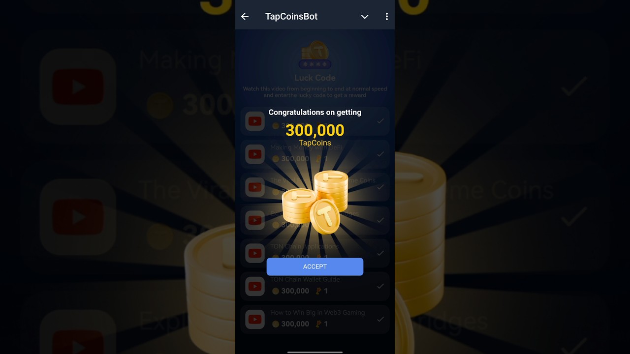 TapCoinsbot Lucky Code Today | TapCoinsbot Lucky Code 19 August 
