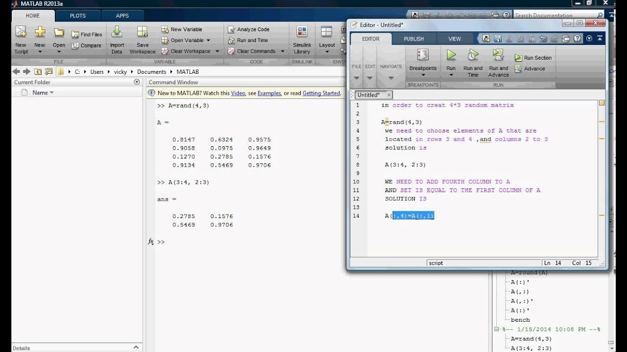 Matrix Manipulation Random, Eliminating \U0026 Adding Rows Columns, Identity Matrix, Round Off In Matlab