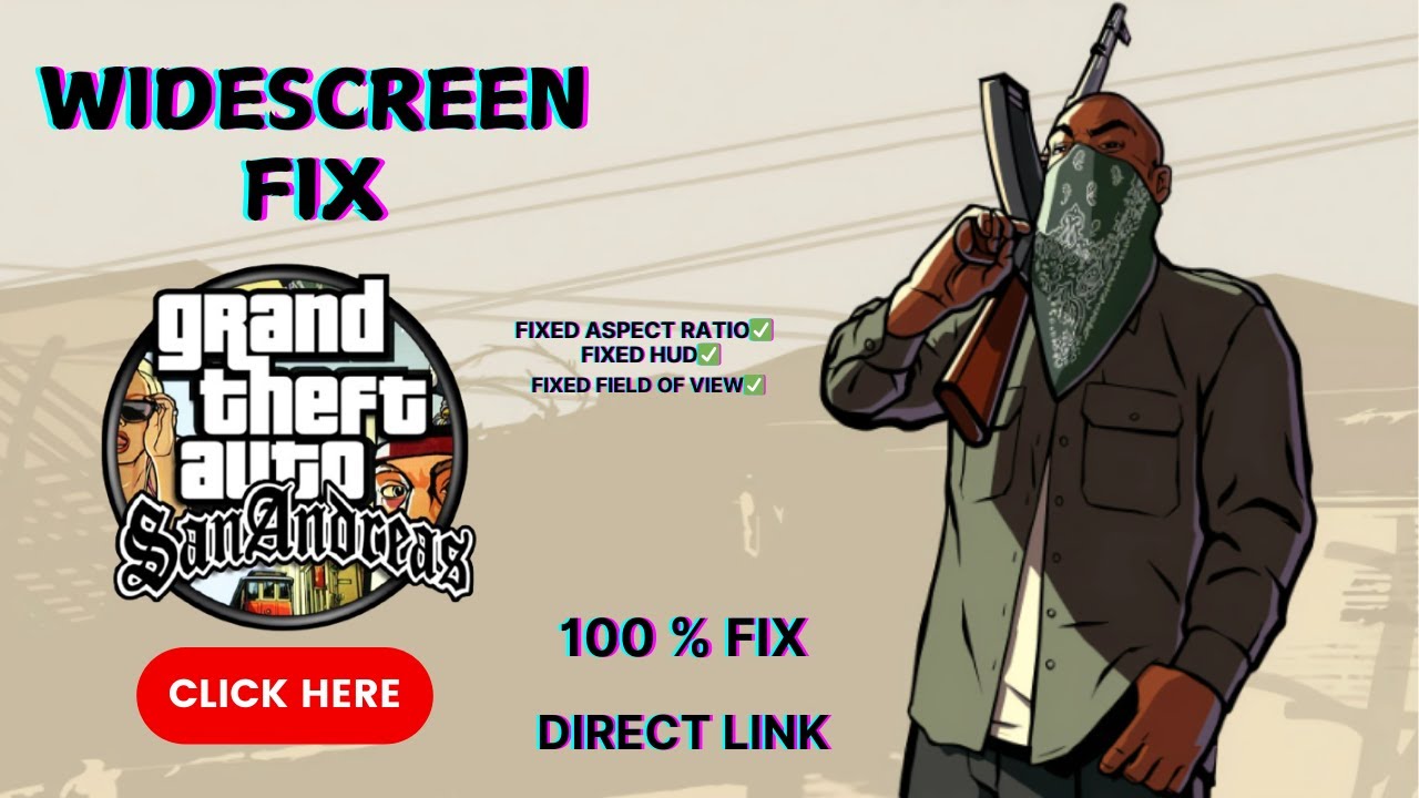 Fix Wide Screen Resolution In GTA SAN ANDREAS With Easy Method || 100% ...