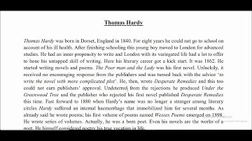 Thomas Hardy Lecture First